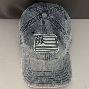 Lauren Moshi REINA DENIM FLAG PATCH Hat Ball Cap